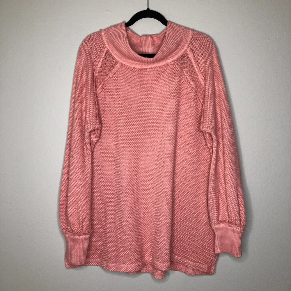 Free People Pink Oversized Scoop-Neck Sweater